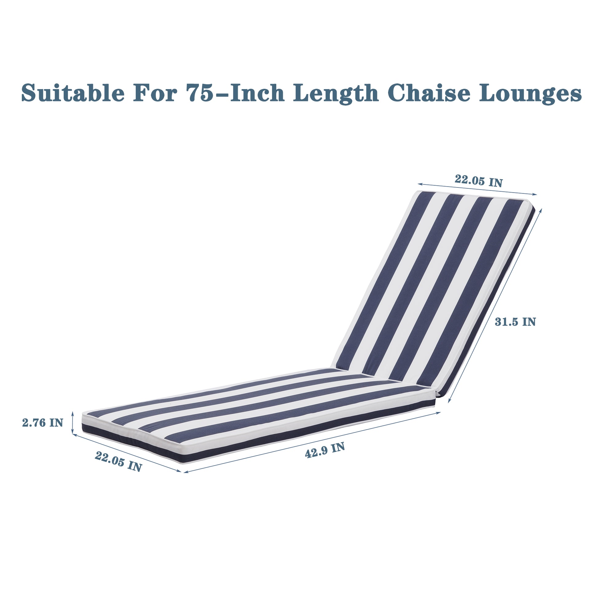 Outdoor Chaise Lounge Chair Set With Cushions, Five Position Adjustable Aluminum Recliner,All Weather For Patio,Beach,Yard, Pool Gray Blue White Stripes Aluminium