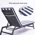 2Pcs Set Outdoor Lounge Chair Cushion Replacement Patio Funiture Seat Cushion Chaise Lounge Cushion Blue Striped Polyester