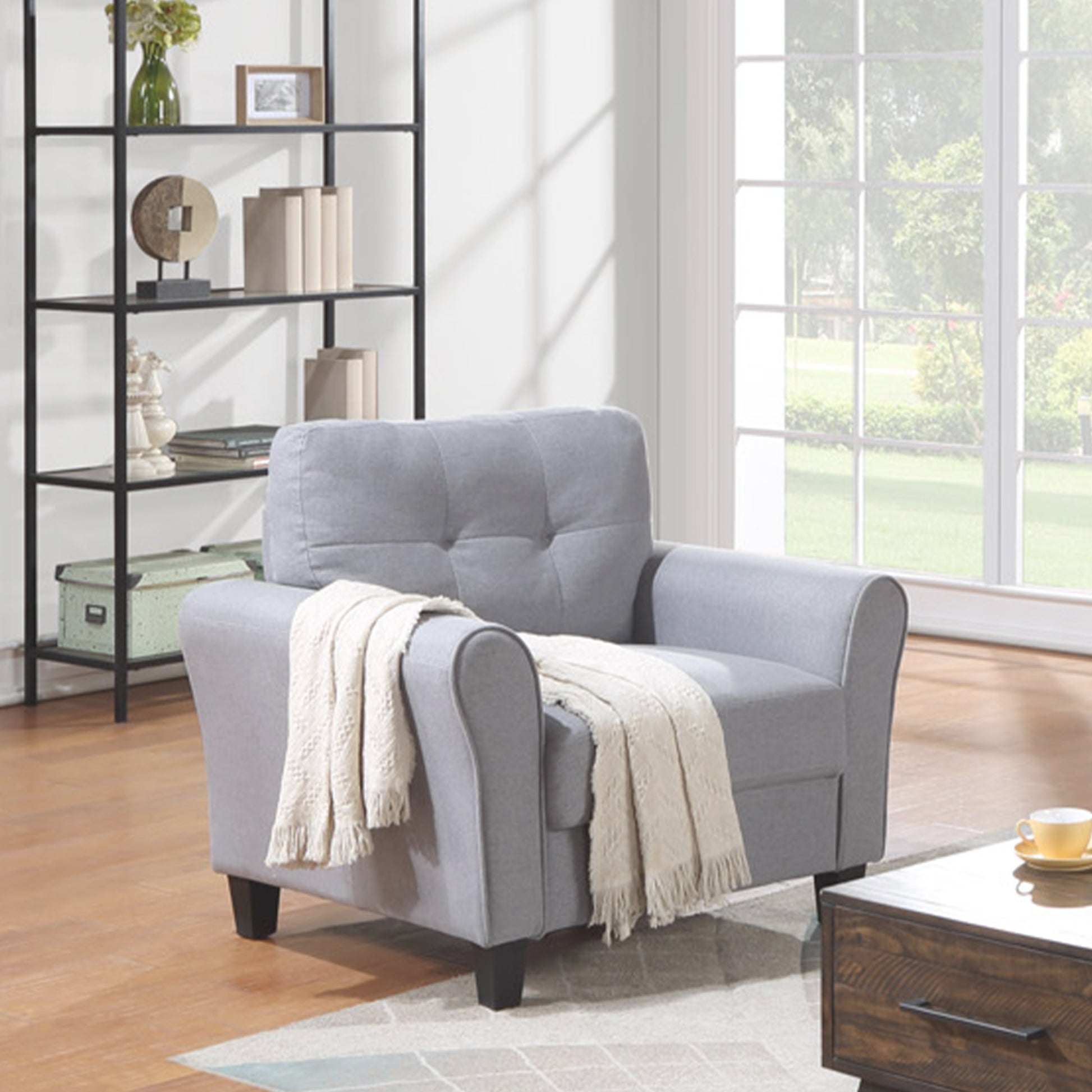 Modern Living Room Sofa Set Linen Upholstered Couch Furniture For Home Or Office ,Light Grey Blue, 1 2 Seat,Old Sku:Sg000365Aaa Light Grey Blue Foam Linen 3 Seat