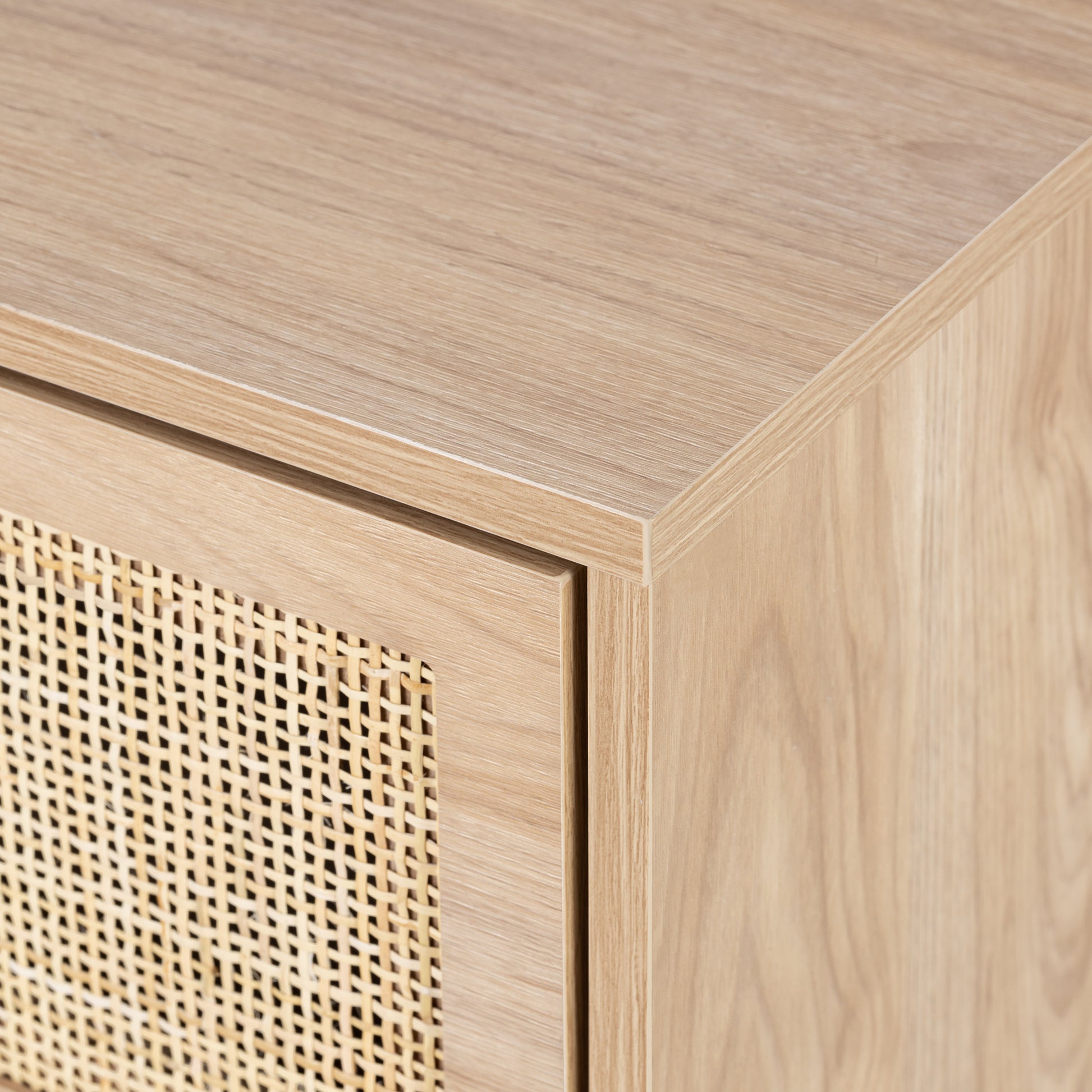 Byron C Rattan Twinset Beside Stand Nightsand Bedside Cabinet With Drawer 2Pcs Beige Yellow Mdf