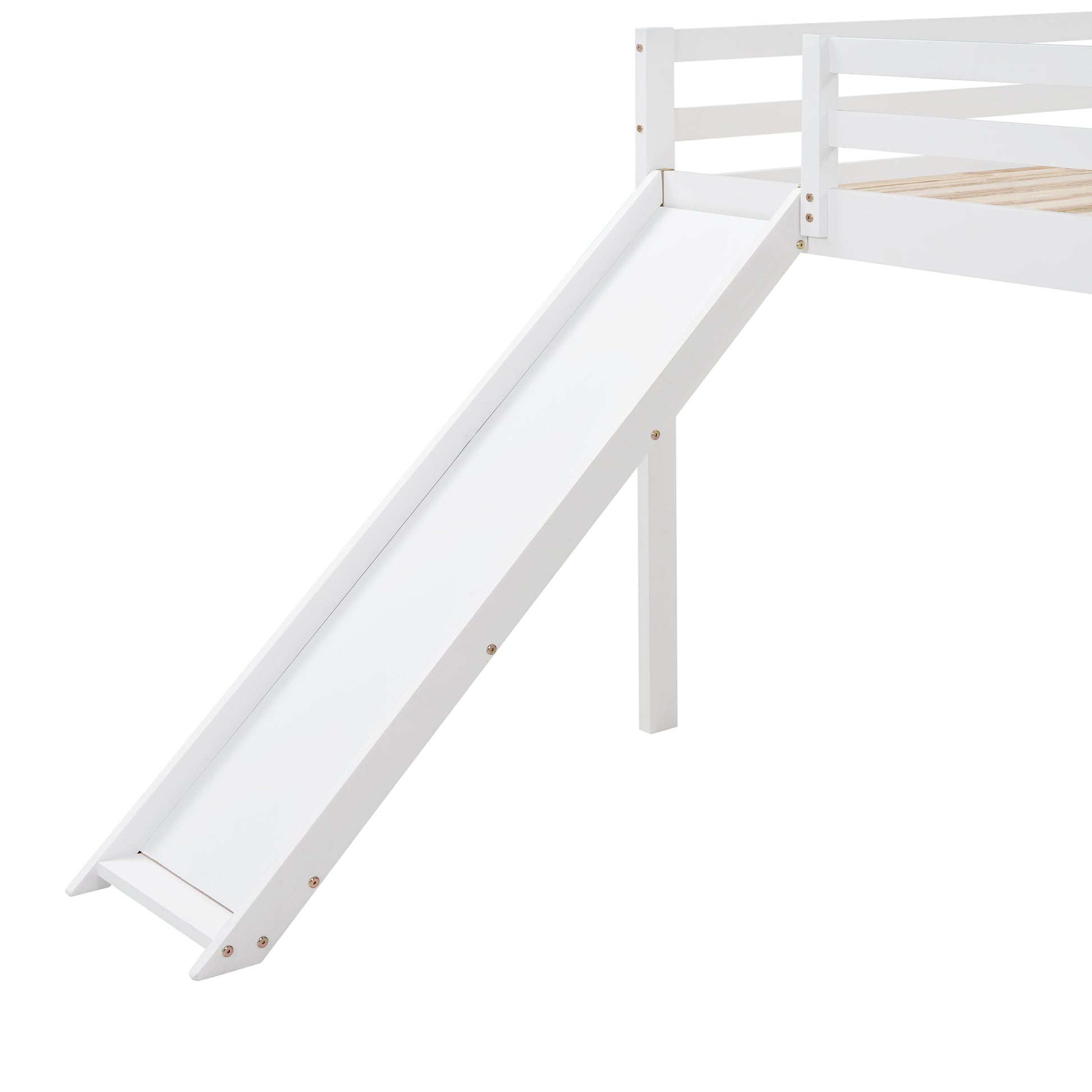 Loft Bed With Slide, Multifunctional Design, Full White Old Sku :Wf281157Aak White Solid Wood