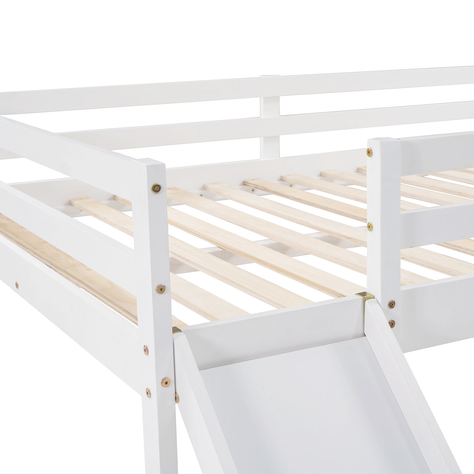 Loft Bed With Slide, Multifunctional Design, Full White Old Sku :Wf281157Aak White Solid Wood