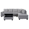 Orisfur. Reversible Sectional Sofa Space Saving With Storage Ottoman Rivet Ornament L Shape Couch For Large Space Dorm Apartment Light Grey Foam Linen 5 Seat