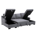 Upholstery Sleeper Sectional Sofa With Double Storage Spaces, 2 Tossing Cushions, Grey Grey Linen