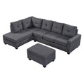 Orisfur. Reversible Sectional Sofa Space Saving With Storage Ottoman Rivet Ornament L Shape Couch For Large Space Dorm Apartment Gray Foam Linen 5 Seat