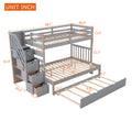 Twin Over Twin Full Bunk Bed With Twin Size Trundle Gray Old Sku :Lp000025Aae Gray Solid Wood