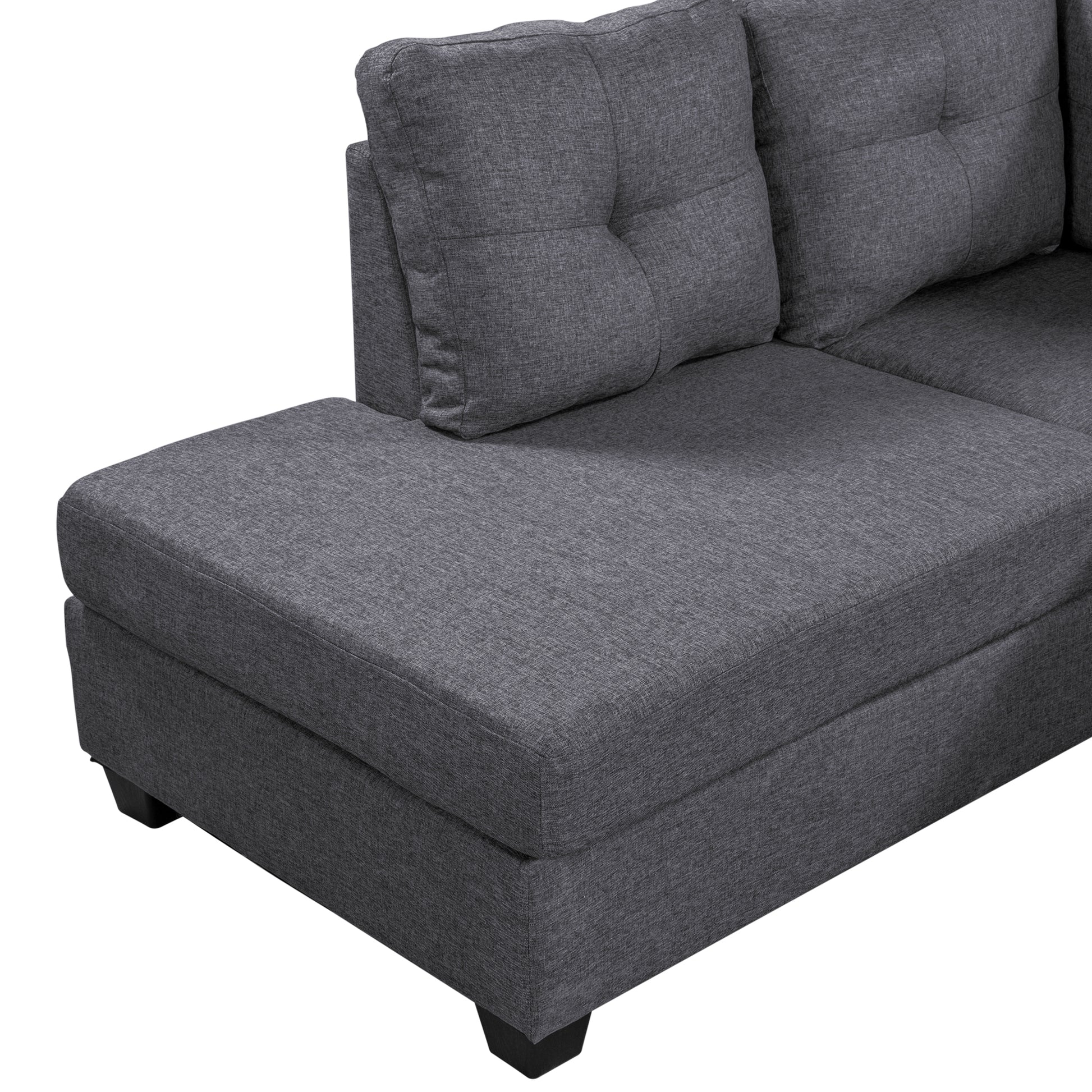 Orisfur. Reversible Sectional Sofa Space Saving With Storage Ottoman Rivet Ornament L Shape Couch For Large Space Dorm Apartment Gray Foam Linen 5 Seat