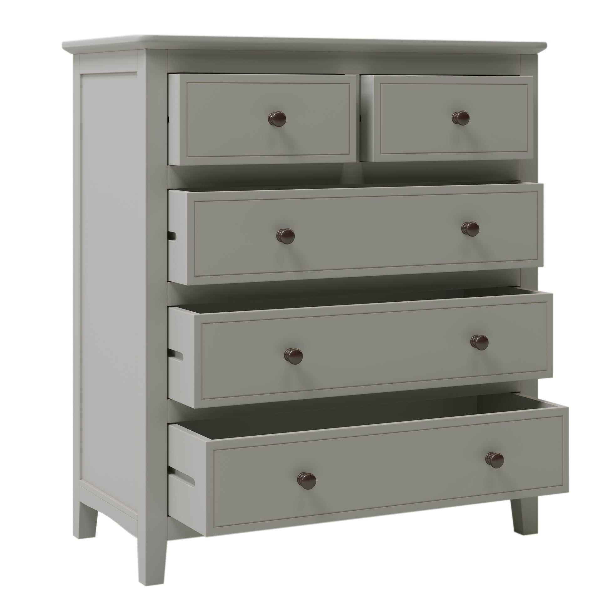 5 Drawers Solid Wood Chest, Gray Old Sku:Wf283150Aag Gray Solid Wood