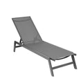 Outdoor Chaise Lounge Chair Set With Cushions, Five Position Adjustable Aluminum Recliner,All Weather For Patio,Beach,Yard, Pool Gray Blue White Stripes Aluminium