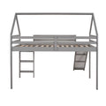 Twin Size Loft Bed With Slide, House Bed With Slide,Gray Old Sku :Wf281158Aae Gray Solid Wood