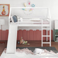 Twin Size Loft Bed With Slide, House Bed With Slide,White Old Sku :Wf281158Aak White Solid Wood