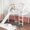 Twin Size Loft Bed With Slide, House Bed With Slide,White Old Sku :Wf281158Aak White Solid Wood