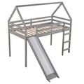 Twin Size Loft Bed With Slide, House Bed With Slide,Gray Old Sku :Wf281158Aae Gray Solid Wood