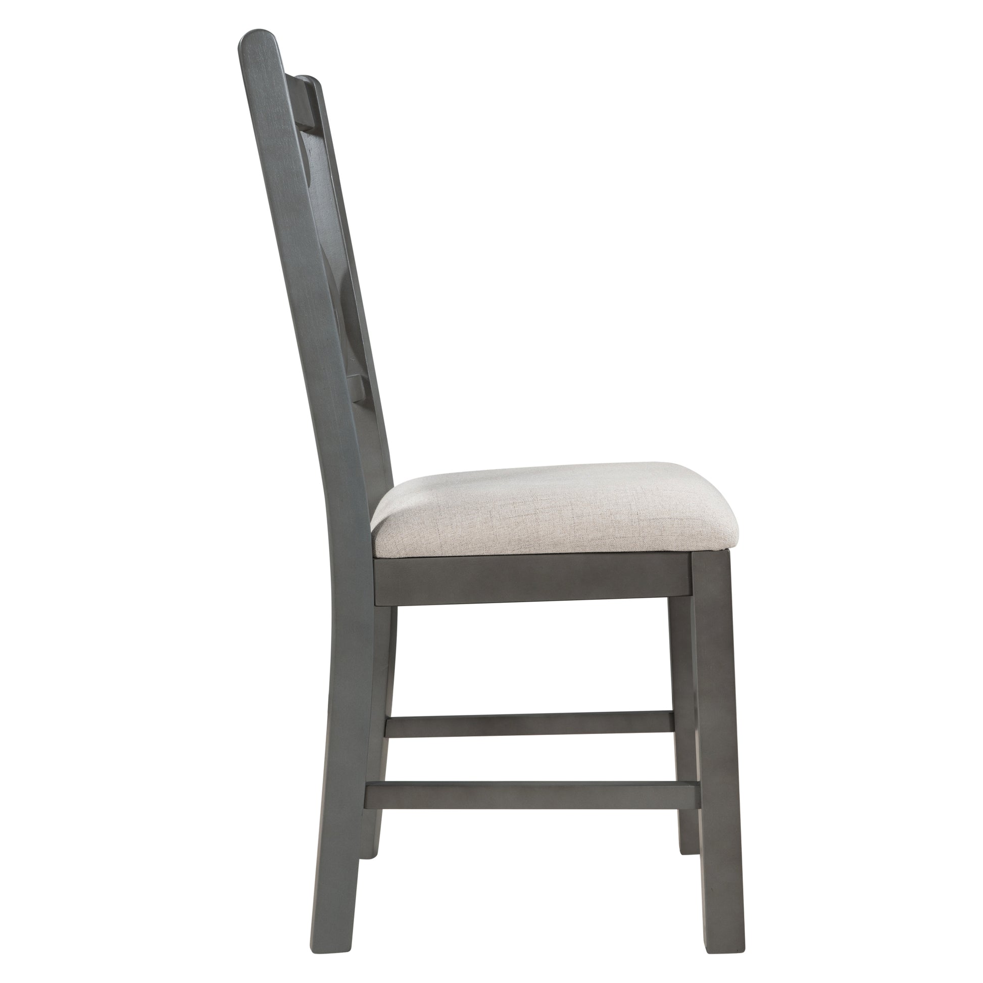 5 Piece Round Dining Table And Chair Set With Special Shaped Legs And An Exquisitely Designed Hollow Chair Back For Dining Room Gray Gray Mdf