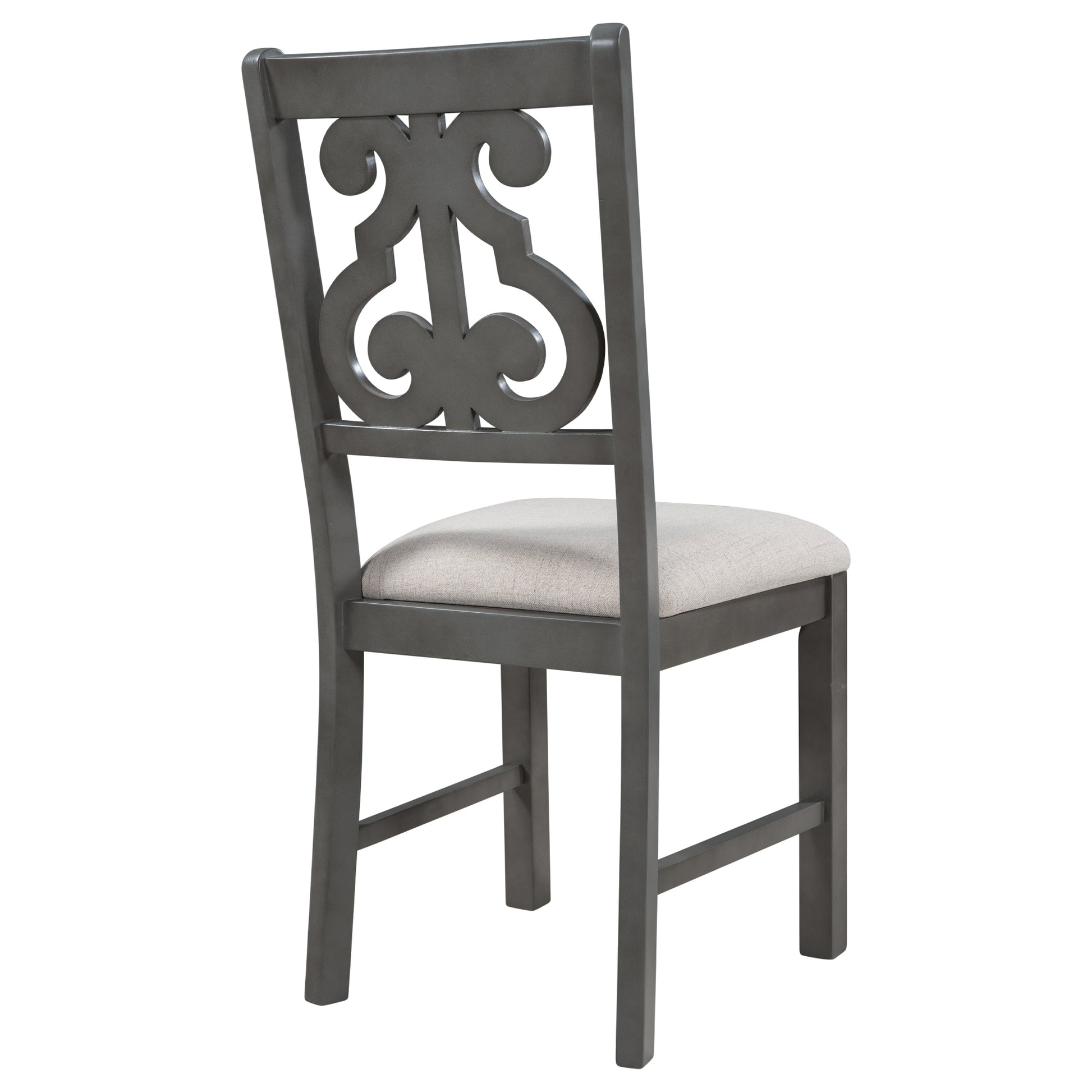 5 Piece Round Dining Table And Chair Set With Special Shaped Legs And An Exquisitely Designed Hollow Chair Back For Dining Room Gray Gray Mdf