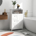 Bathroom Standing Storage Cabinet With 3 Drawers And 1 Door White White Mdf