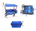 Garden Shopping Beach Cart Folding Wagon Blue Blue Metal