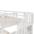 Stairway Twin Over Full Bunk Bed With Drawer, Storage And Guard Rail For Bedroom, Dorm, For Adults, White Color Old Sku :Lp000219Aak White Solid Wood