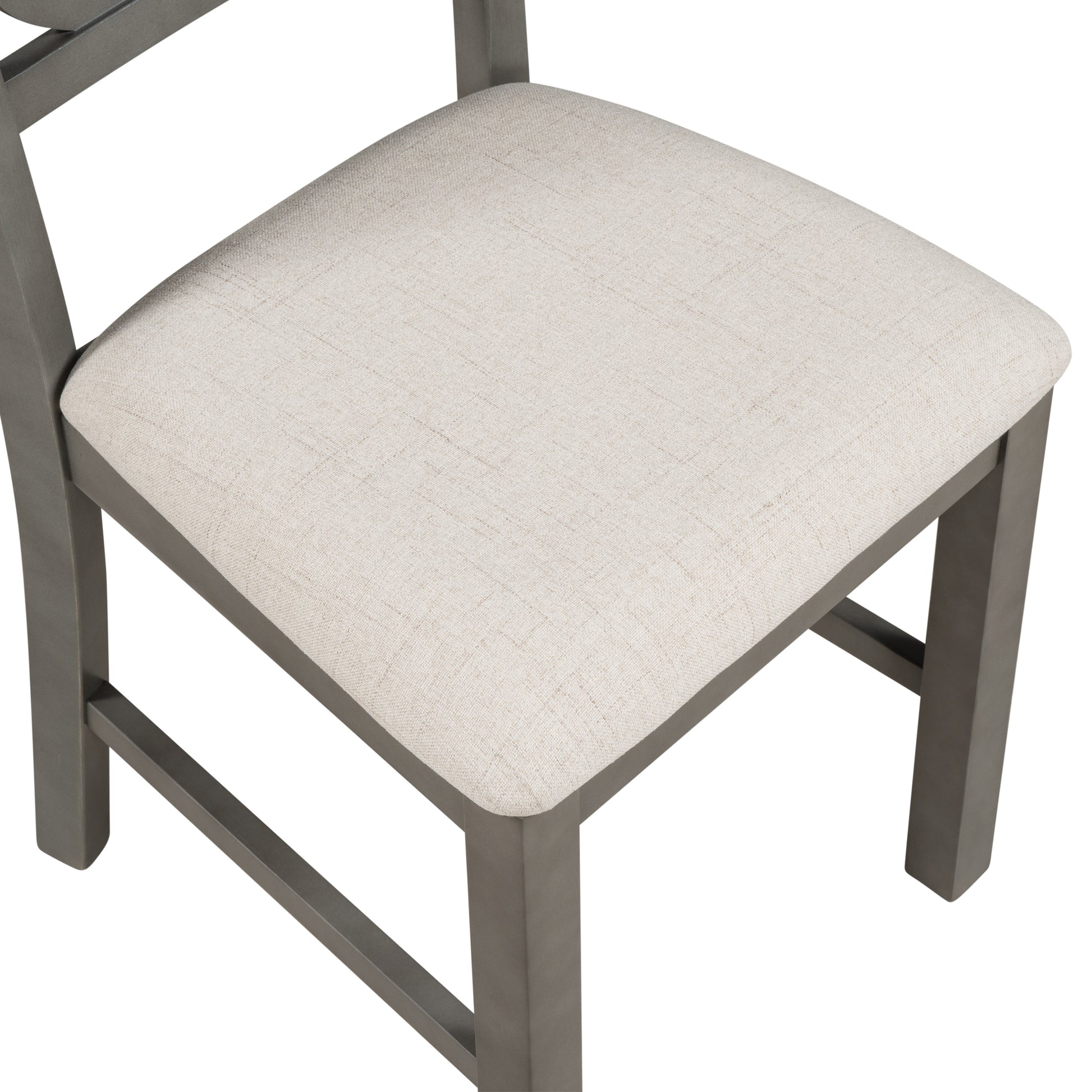 5 Piece Round Dining Table And Chair Set With Special Shaped Legs And An Exquisitely Designed Hollow Chair Back For Dining Room Gray Gray Mdf