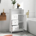 Bathroom Standing Storage Cabinet With 3 Drawers And 1 Door White White Mdf