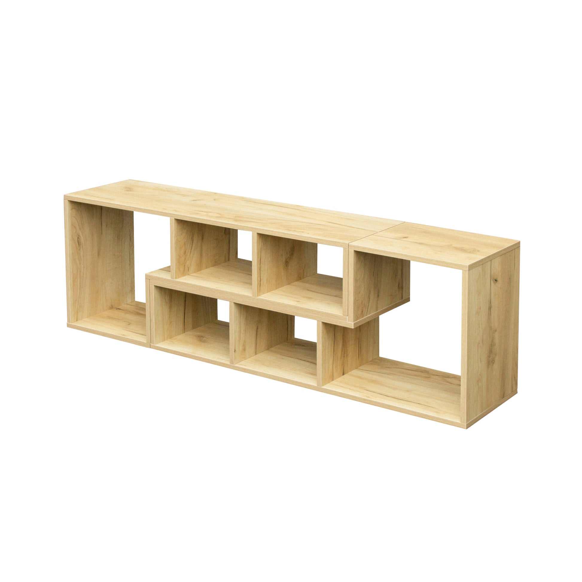 Double L Shaped Oak Tv Stand,Display Shelf ,Bookcase For Home Furniture,Oak Oak Particle Board