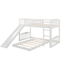 Twin Over Twin Bunk Bed With Slide And Ladder, White Old Sku :Lp000514Aak White Solid Wood