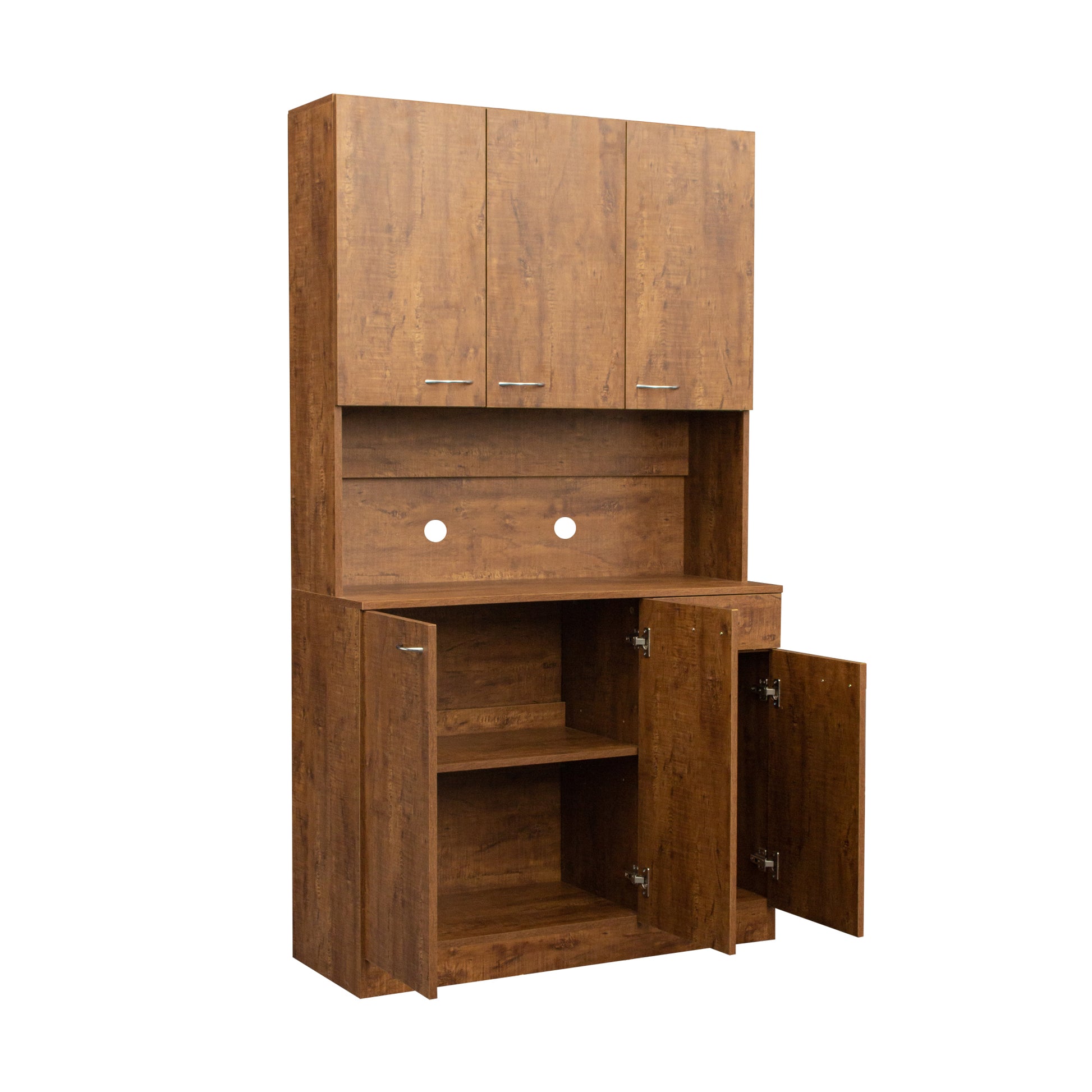 70.87" Tall Wardrobe& Kitchen Cabinet, With 6 Doors, 1 Open Shelves And 1 Drawer For Bedroom,Walnut Walnut Mdf