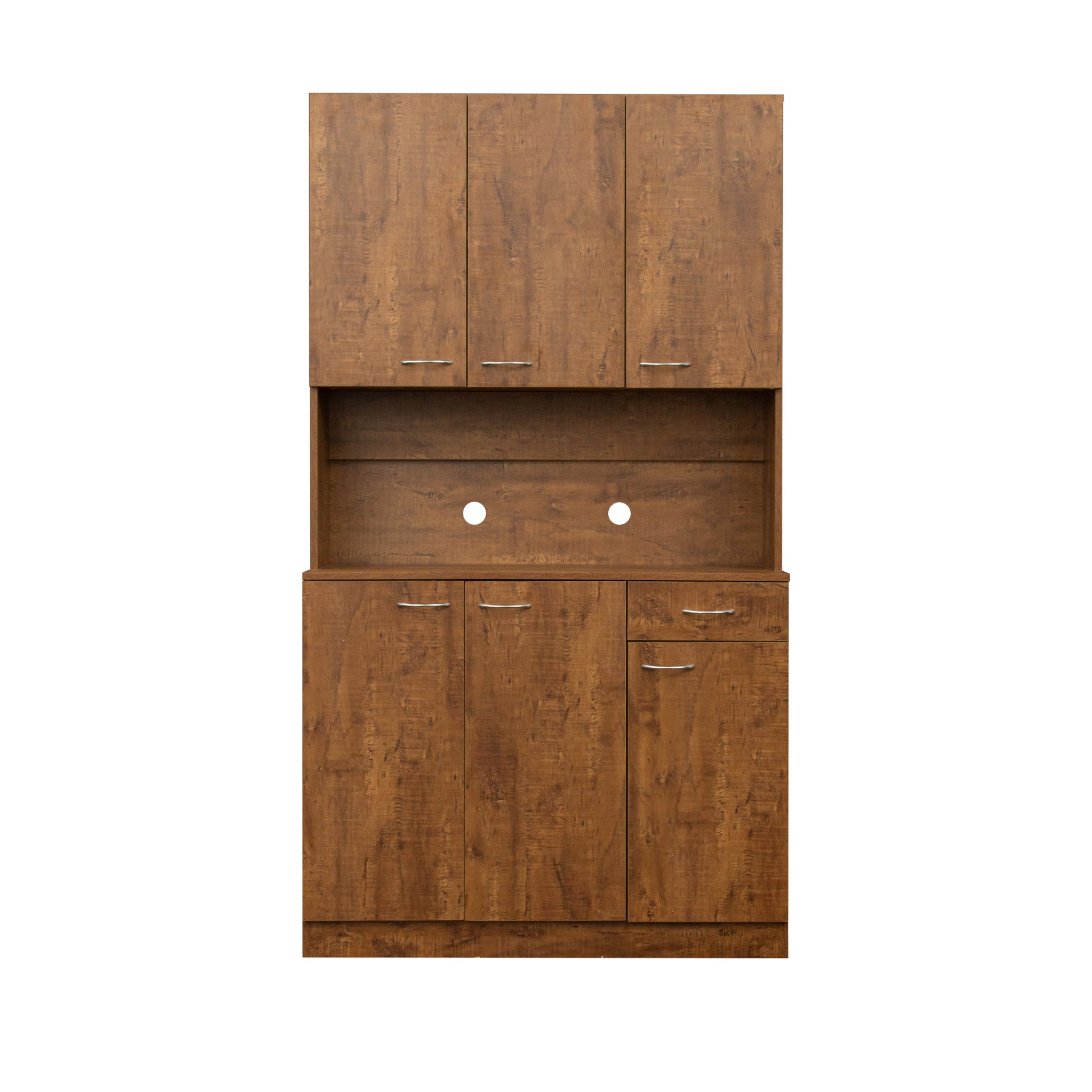 70.87" Tall Wardrobe& Kitchen Cabinet, With 6 Doors, 1 Open Shelves And 1 Drawer For Bedroom,Walnut Walnut Mdf