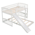 Twin Over Twin Bunk Bed With Slide And Ladder, White Old Sku :Lp000514Aak White Solid Wood