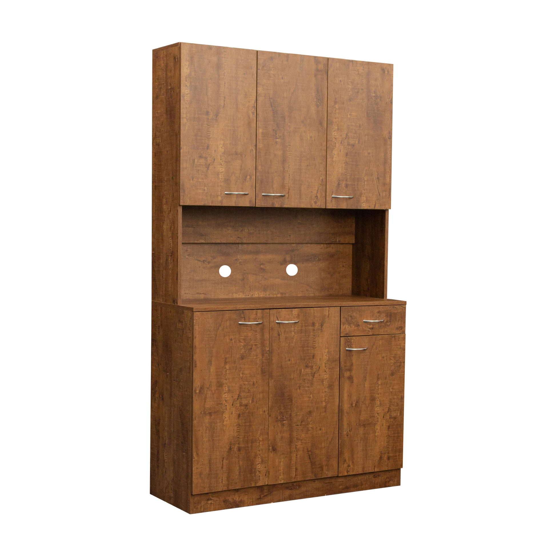 70.87" Tall Wardrobe& Kitchen Cabinet, With 6 Doors, 1 Open Shelves And 1 Drawer For Bedroom,Walnut Walnut Mdf