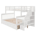 Stairway Twin Over Full Bunk Bed With Drawer, Storage And Guard Rail For Bedroom, Dorm, For Adults, White Color Old Sku :Lp000219Aak White Solid Wood