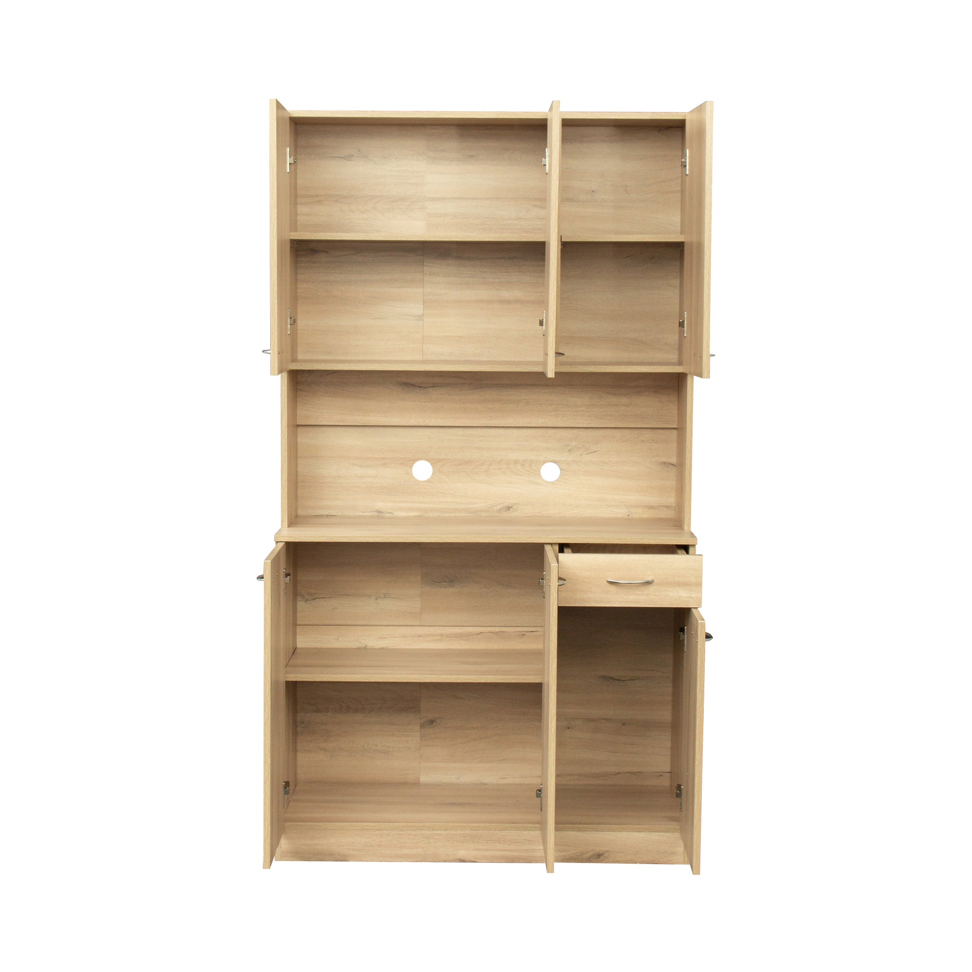 70.87" Tall Wardrobe& Kitchen Cabinet, With 6 Doors, 1 Open Shelves And 1 Drawer For Bedroom,Rustic Oak Oak Mdf