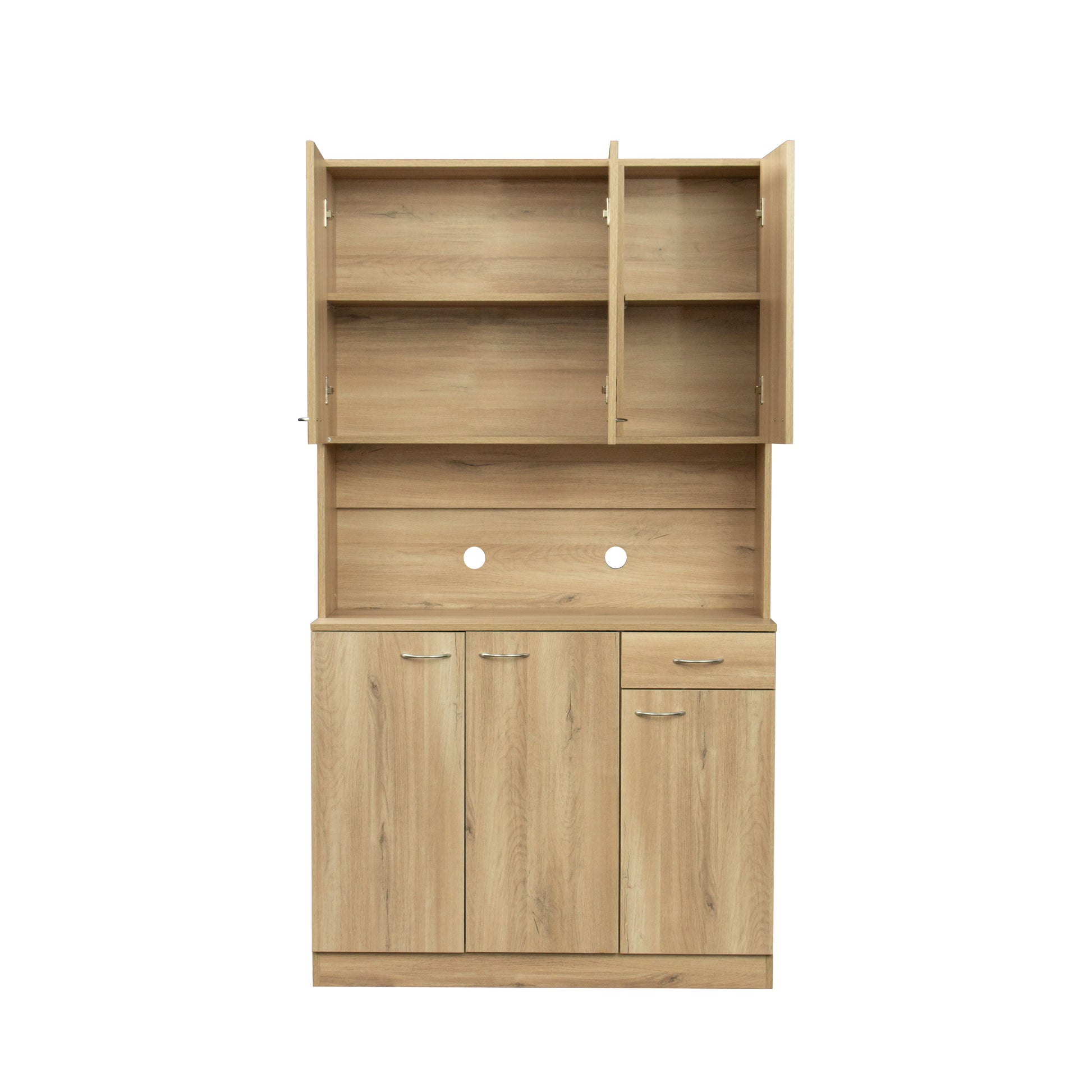 70.87" Tall Wardrobe& Kitchen Cabinet, With 6 Doors, 1 Open Shelves And 1 Drawer For Bedroom,Rustic Oak Oak Mdf