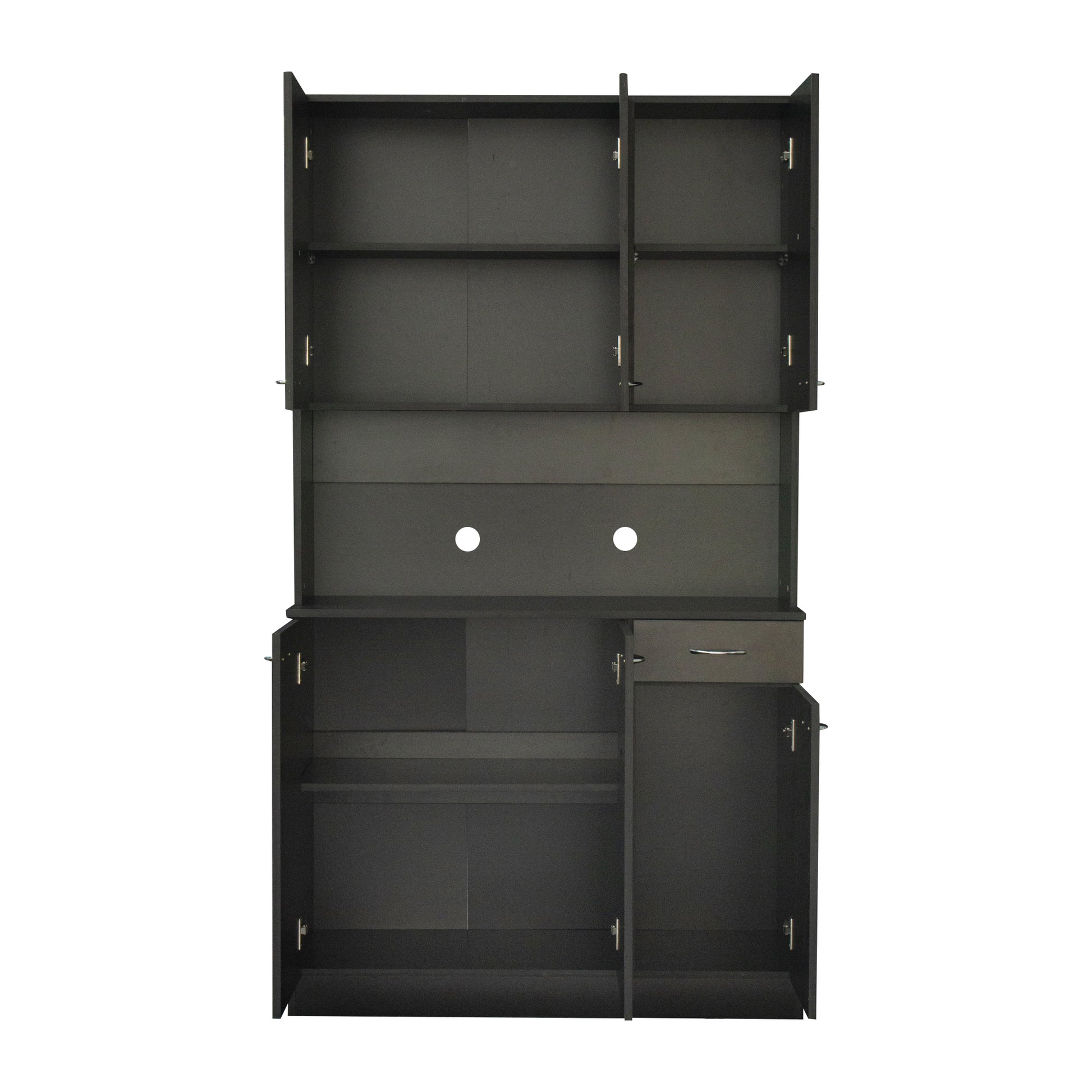 70.87" Tall Wardrobe& Kitchen Cabinet, With 6 Doors, 1 Open Shelves And 1 Drawer For Bedroom,Black Black Mdf