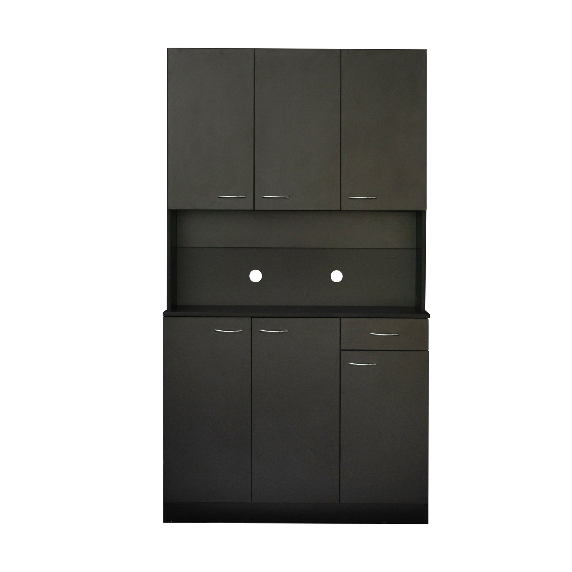 70.87" Tall Wardrobe& Kitchen Cabinet, With 6 Doors, 1 Open Shelves And 1 Drawer For Bedroom,Black Black Mdf