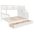 Stairway Twin Over Full Bunk Bed With Drawer, Storage And Guard Rail For Bedroom, Dorm, For Adults, White Color Old Sku :Lp000219Aak White Solid Wood