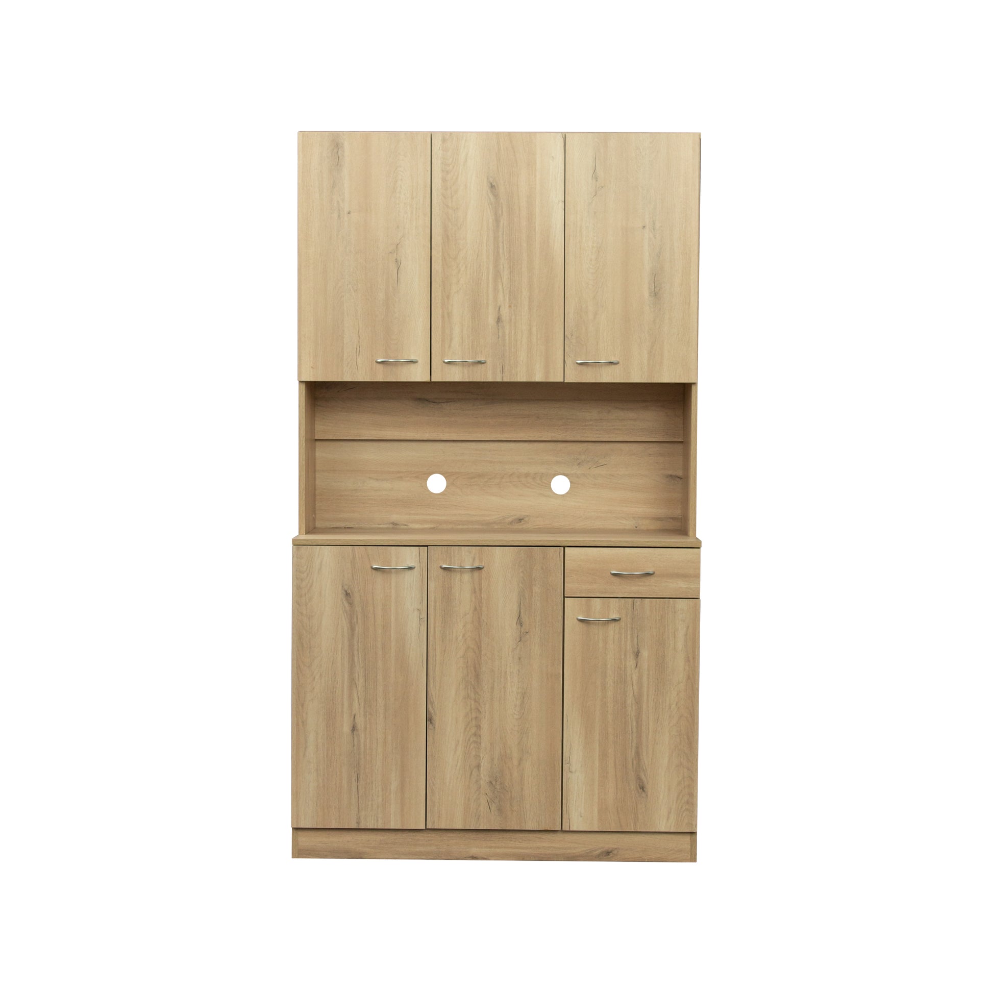 70.87" Tall Wardrobe& Kitchen Cabinet, With 6 Doors, 1 Open Shelves And 1 Drawer For Bedroom,Rustic Oak Oak Mdf