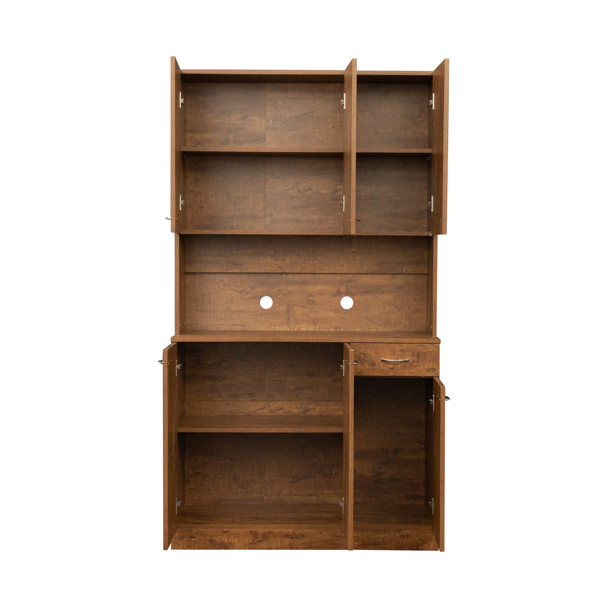 70.87" Tall Wardrobe& Kitchen Cabinet, With 6 Doors, 1 Open Shelves And 1 Drawer For Bedroom,Walnut Walnut Mdf