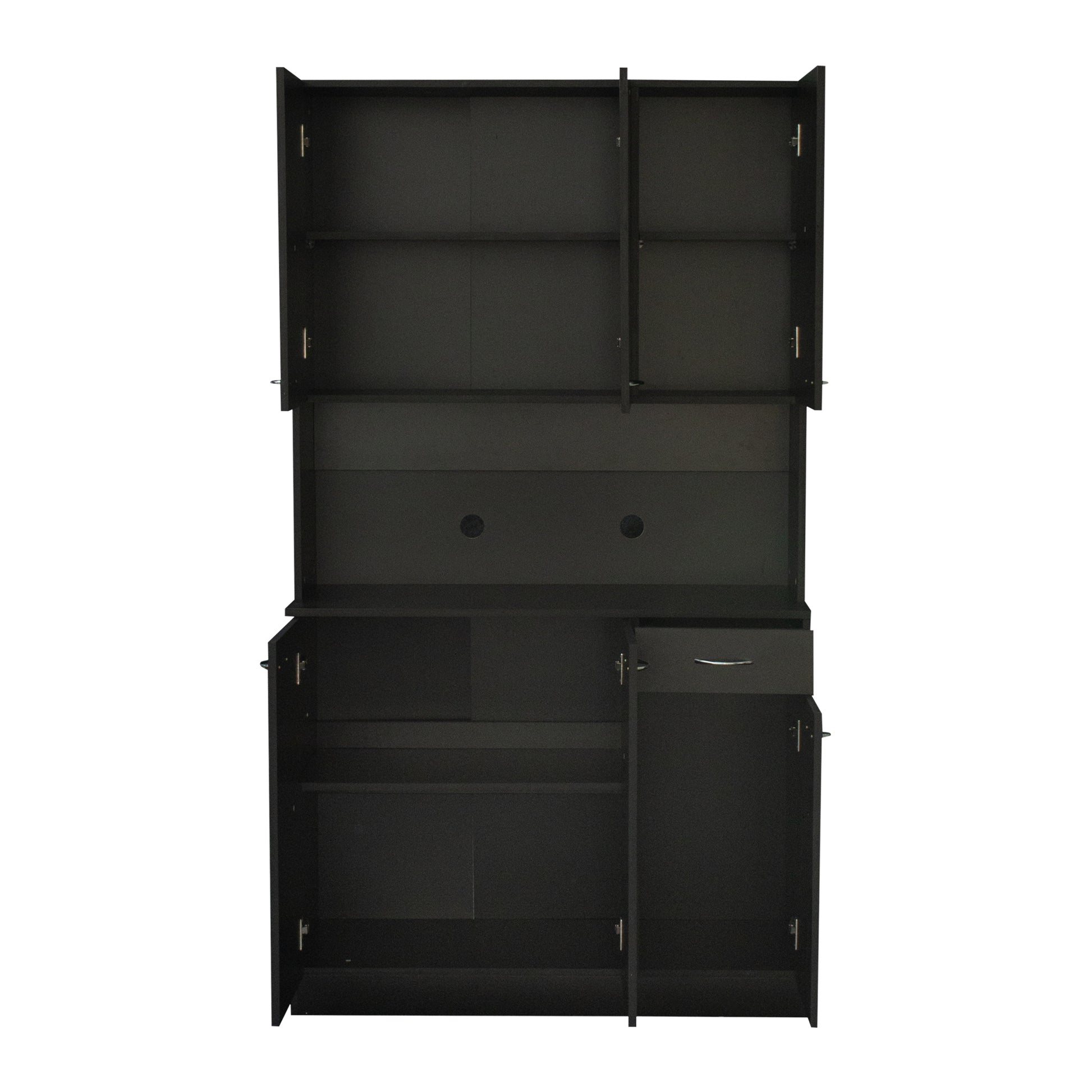 70.87" Tall Wardrobe& Kitchen Cabinet, With 6 Doors, 1 Open Shelves And 1 Drawer For Bedroom,Black Black Mdf