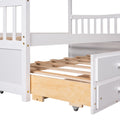 Twin Size Wooden House Bed With Trundle And 3 Storage Drawers White White Solid Wood