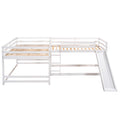 Full And Twin Size L Shaped Bunk Bed With Slide And Short Ladder,White Twin White Pine