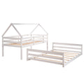 Twin Over Full House Bunk Bed With Built In Ladder,White White Pine