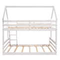 Twin Over Full House Bunk Bed With Built In Ladder,White White Pine