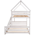 Twin Over Full House Bunk Bed With Built In Ladder,White White Pine