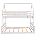 Twin Over Full House Bunk Bed With Built In Ladder,White White Pine