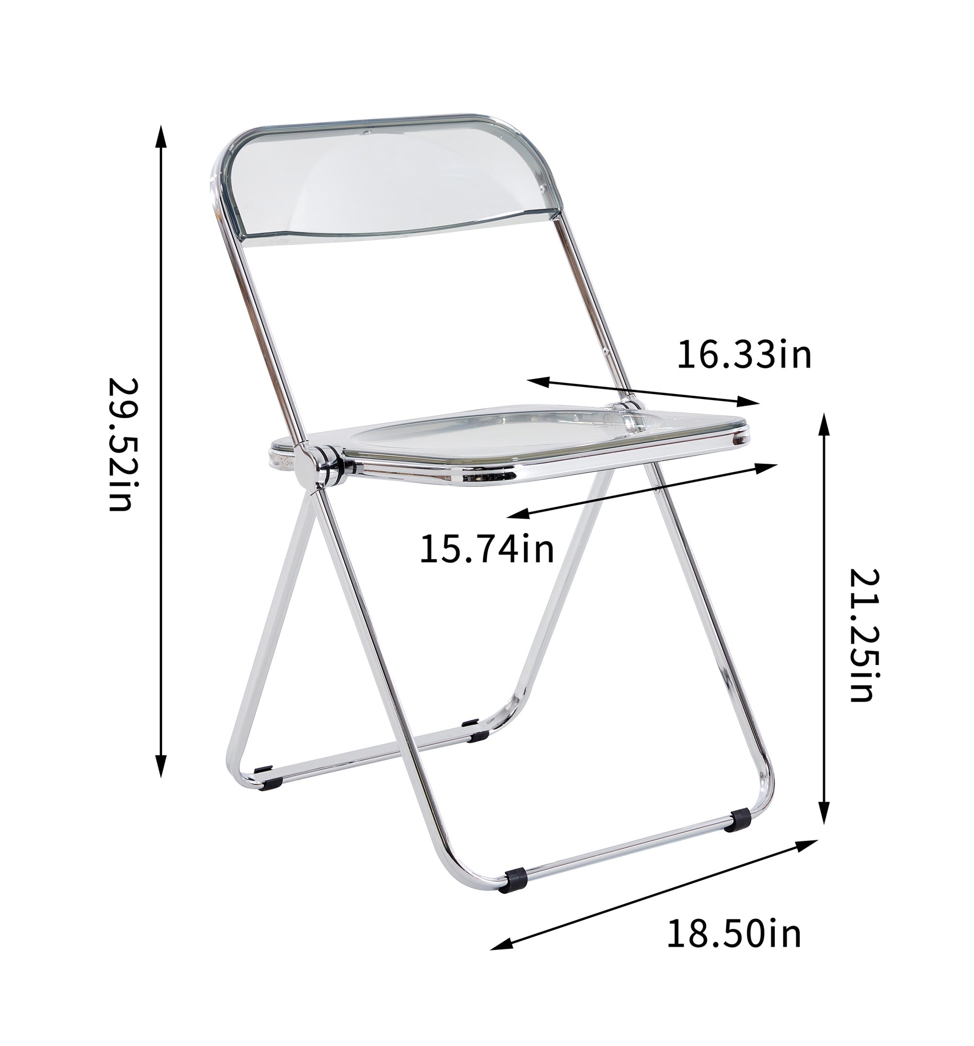 Gray Clear Transparent Folding Chair Chair Pc Plastic Living Room Seat Gray Steel