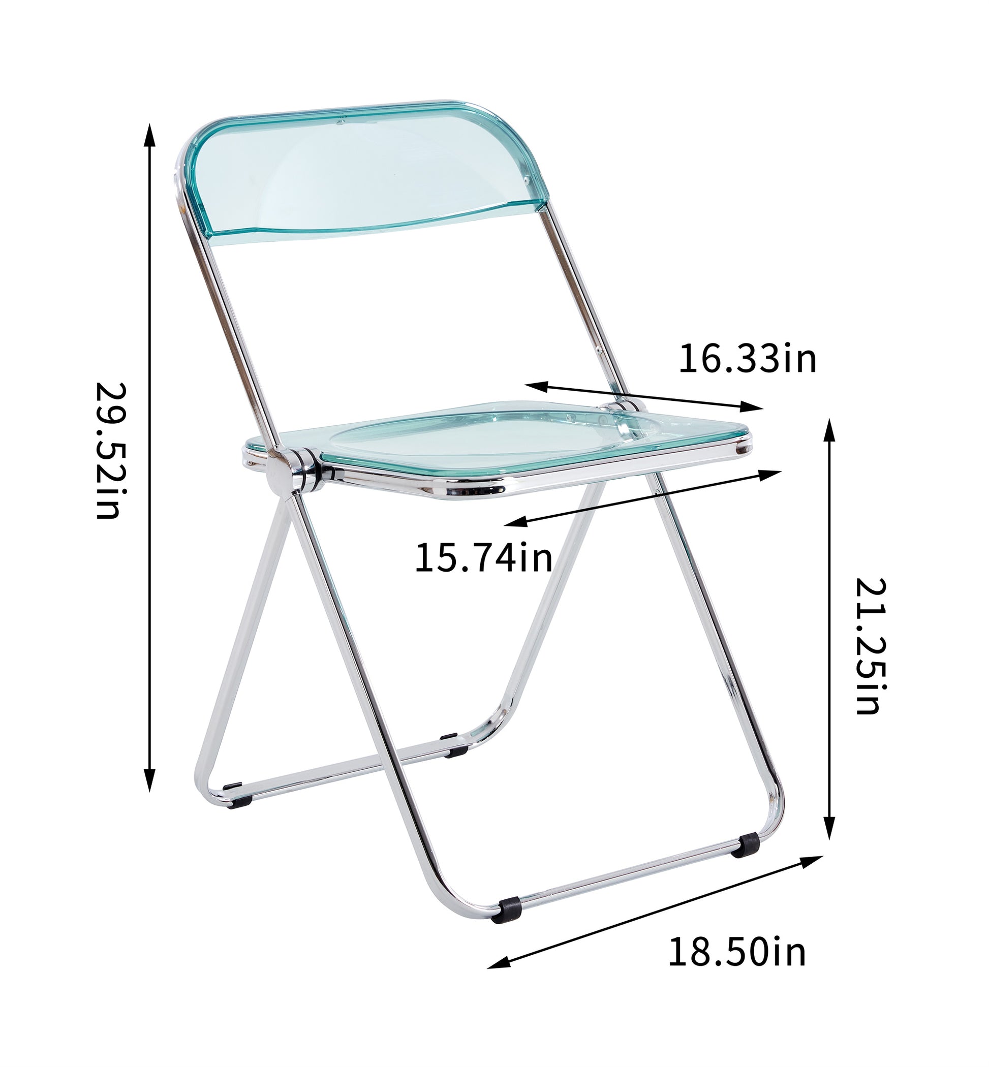 Blue Clear Transparent Folding Chair Chair Pc Plastic Living Room Seat Zdy Qianlan 1 Light Blue Steel