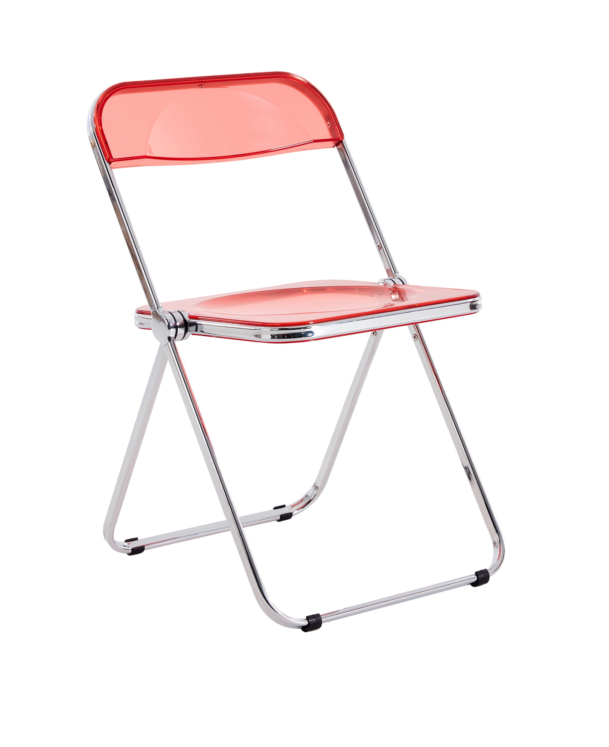 Red Clear Transparent Folding Chair Chair Pc Plastic Living Room Seat Red Steel