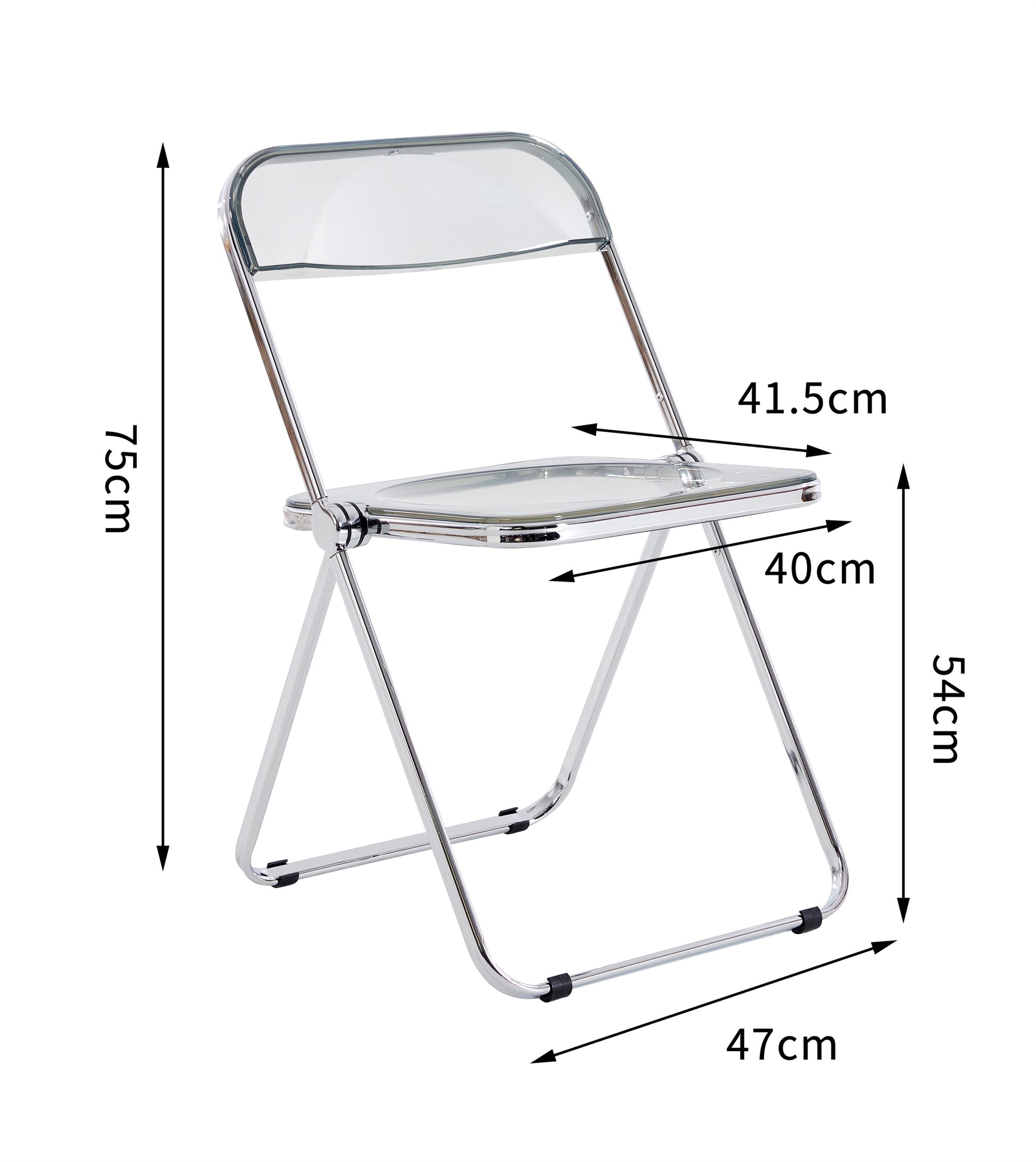 White Clear Transparent Folding Chair Chair Pc Plastic Living Room Seat 32 H X 17W X 18 D White Steel