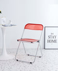 Red Clear Transparent Folding Chair Chair Pc Plastic Living Room Seat Red Steel